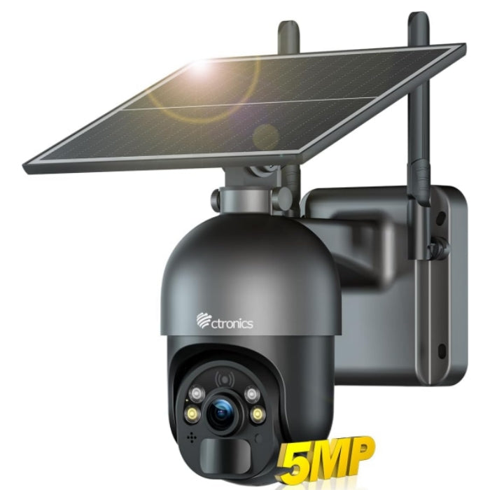 Ctronics 防犯カメラ 5MP 屋外 ソーラー 6Wソーラーパネル 発光威嚇 0.2sヒューマン検知 警報通知 FTP対応 S20-5MP