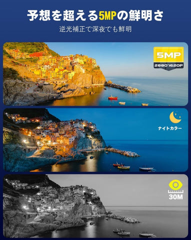 Ctronics 防犯カメラ 5MP 屋外 ソーラー 6Wソーラーパネル 発光威嚇 0.2sヒューマン検知 警報通知 FTP対応 S20-5MP