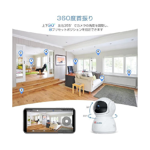 【スマホ・PC対応】Ctronics 5MP ペットカメラ 自動追尾 ベビーモニター 570c