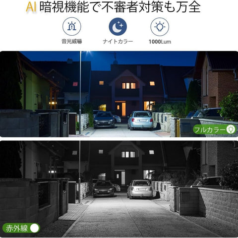 【180°超広角】 Ctronics 防犯カメラ 屋外 死角なし ダブルレンズAI検知 770c-b