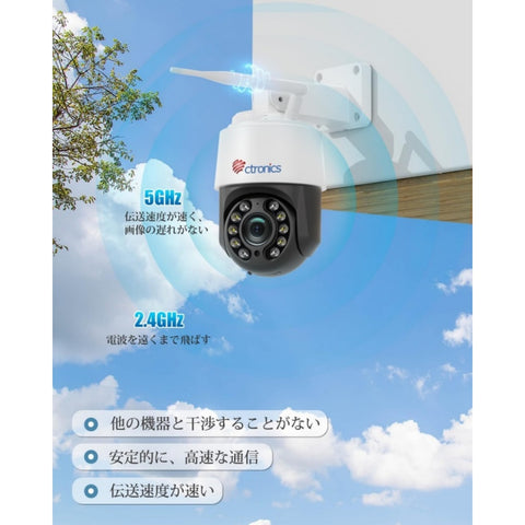 【4K・5倍光学ズーム 】Ctronics 防犯カメラ 屋外 800万画素 5GWi-Fi対応 ナイトカラー 人/ペット/車両検知 640c