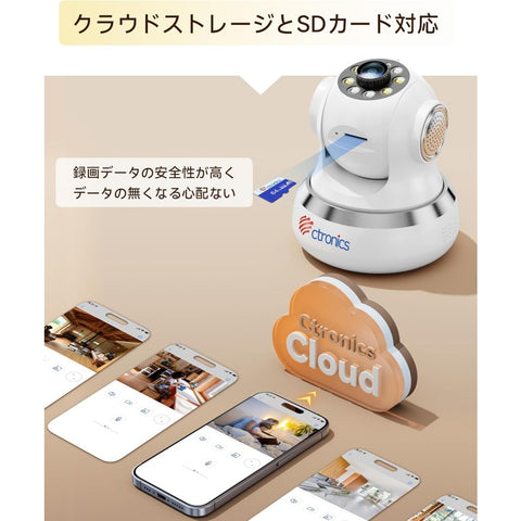 【 WiFi不要 SIMカード付属 】Ctronics 防犯カメラ4G LTE 300MBデータ体験 AI検知 自動追跡  MircoSDカード対応 (４G回線のみ) 750C
