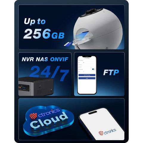 【4K・ PC対応 】 Ctronics 見守りカメラ  800万画素 5GWi-Fi防犯カメラ 人/ペット/車両検知 上下120°まで   710-4k