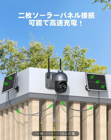Ctronics 防犯カメラ 5MP 屋外 ソーラー 6Wソーラーパネル 発光威嚇 0.2sヒューマン検知 警報通知 FTP対応 S20-5MP