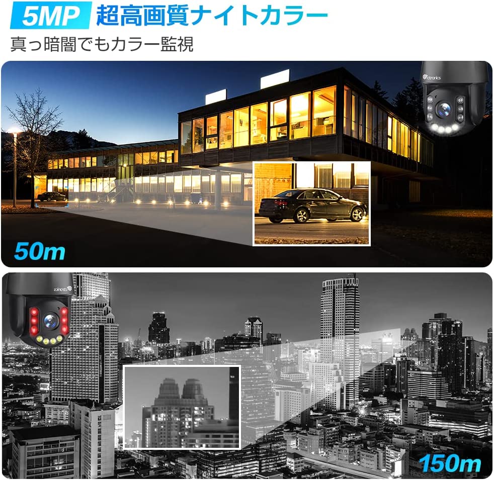 色: ブラック】5倍光学ズーム・夜間カラー撮影・ 自動追尾Ctronics 防 ...